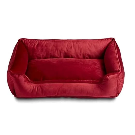 Square Shape Reversable Red Color Ultra Soft Ethnic Designer Velvet Bed for Dog/Cat (Export Quality) (Red, S) - Image 2