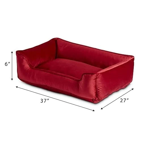 Square Shape Reversable Red Color Ultra Soft Ethnic Designer Velvet Bed for Dog/Cat (Export Quality) (Red, S) - Image 3